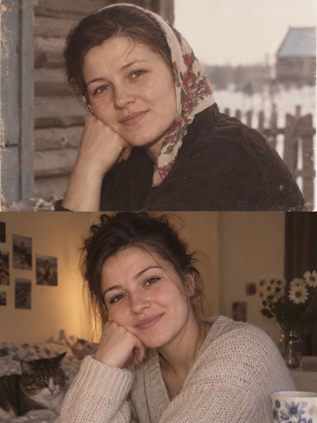 До — два портрета бабушки и внучки, снятые в разное время