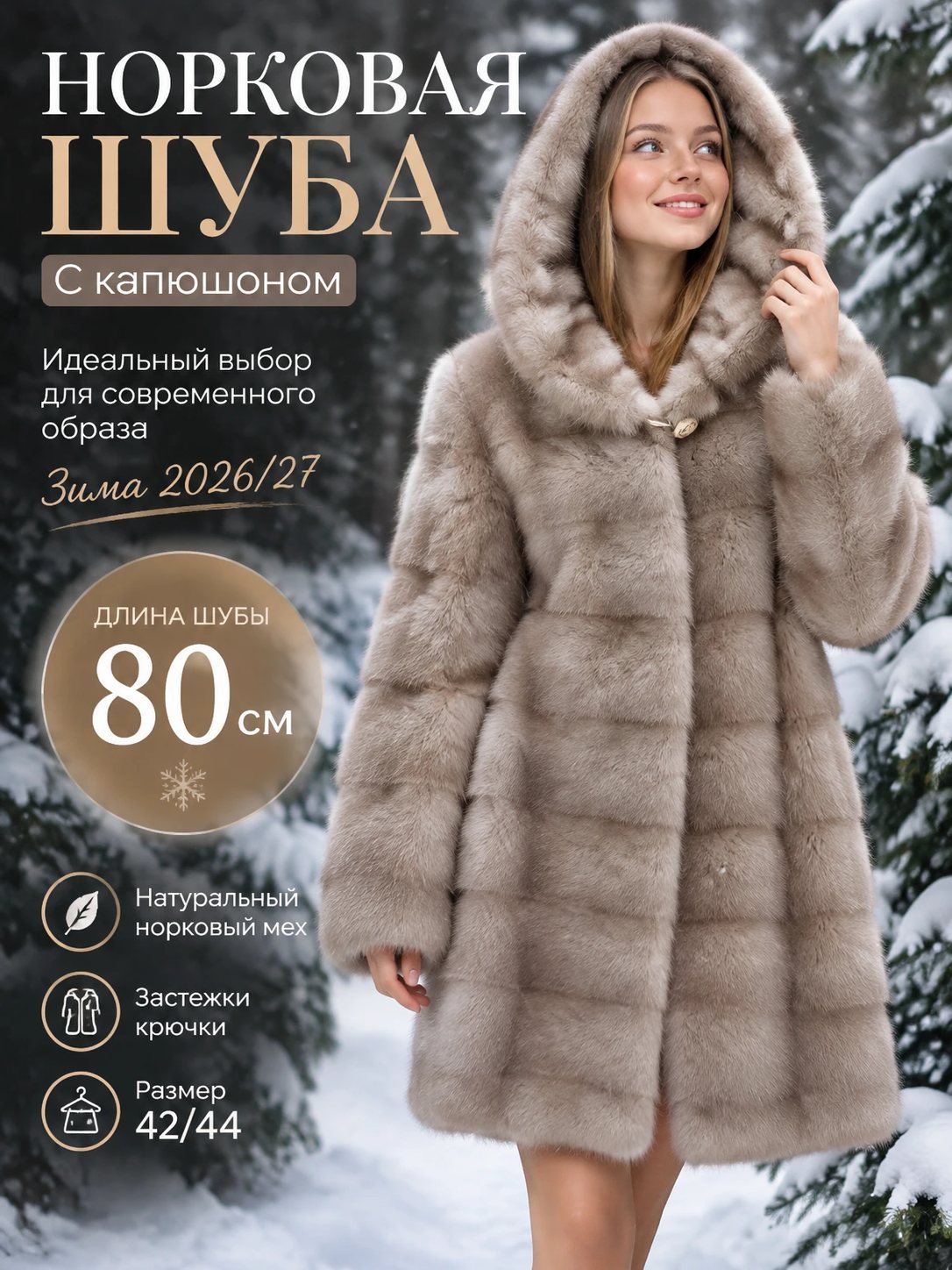 Норковая шуба на модели