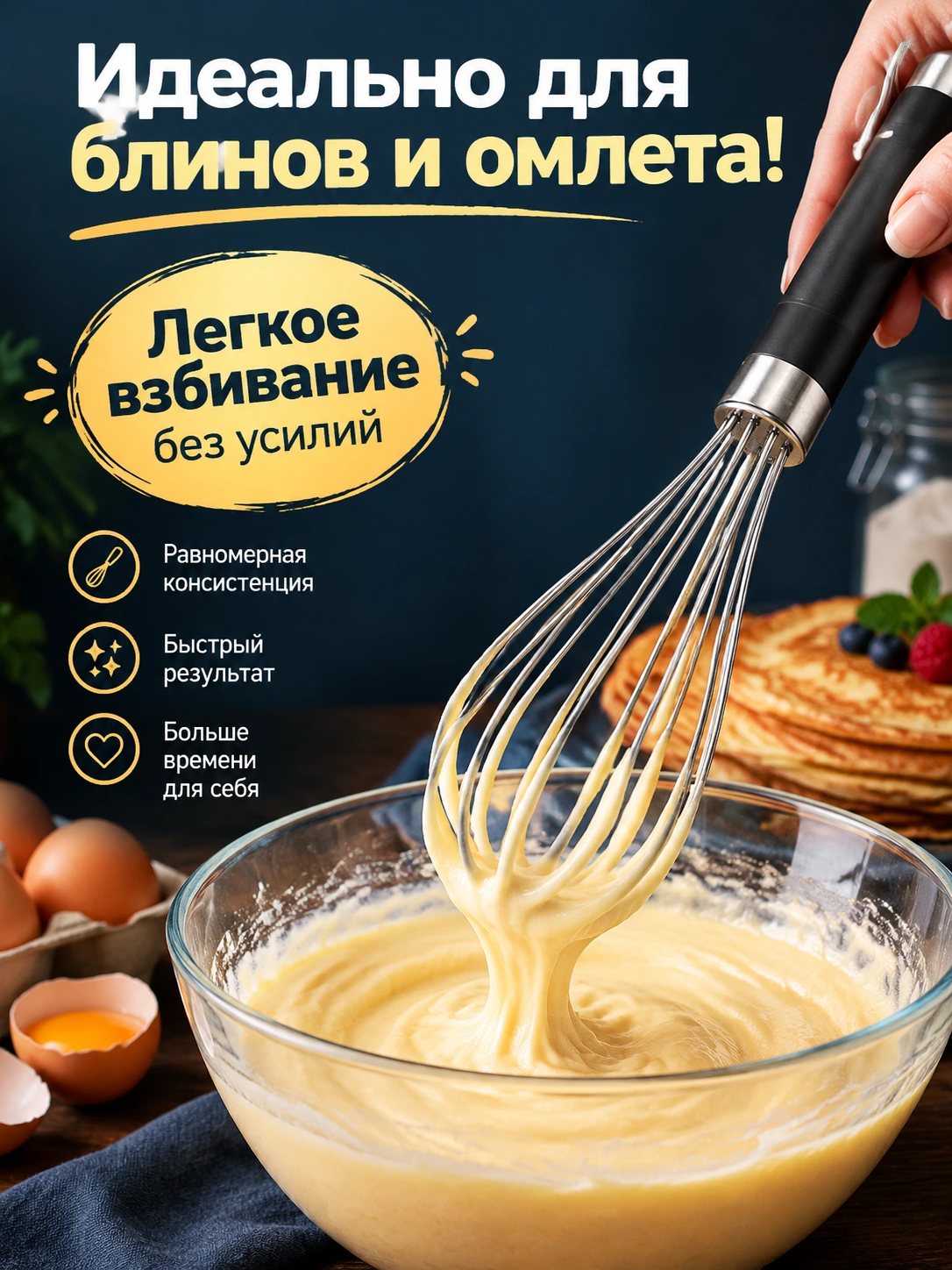 Слайд галереи: венчик в миске с тестом